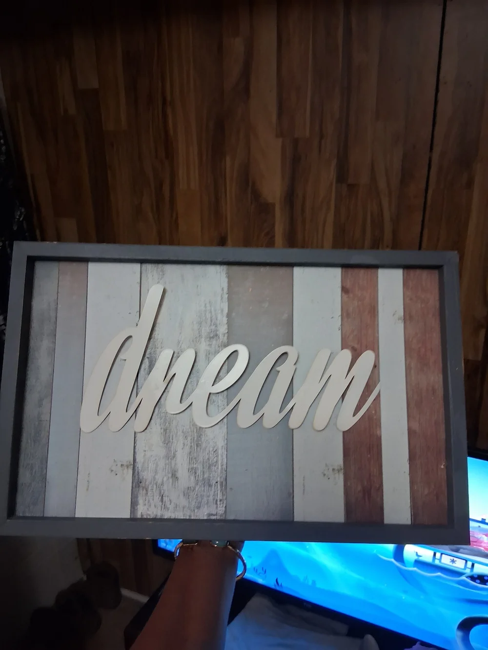 Dream Wall Art Sign in White and Gray 